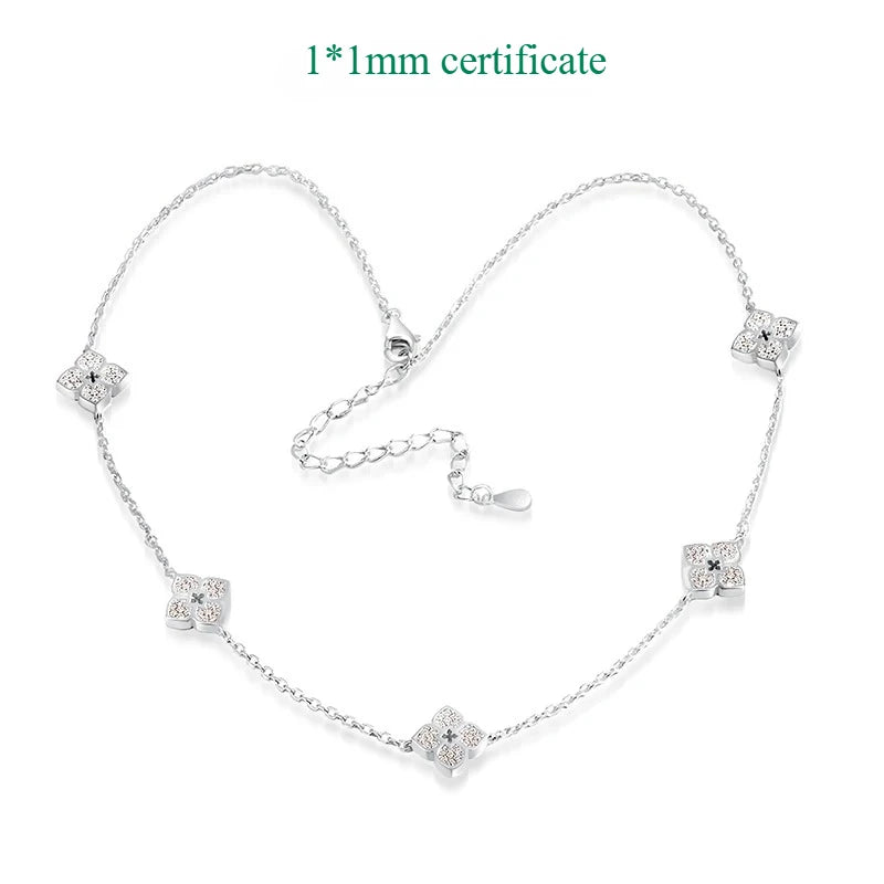 Smyoue 18k Plated Flower Moissanite Choker Necklace for Women Girls Neck Chain Sparkling 925 Sterling Silver Jewelry Pendant