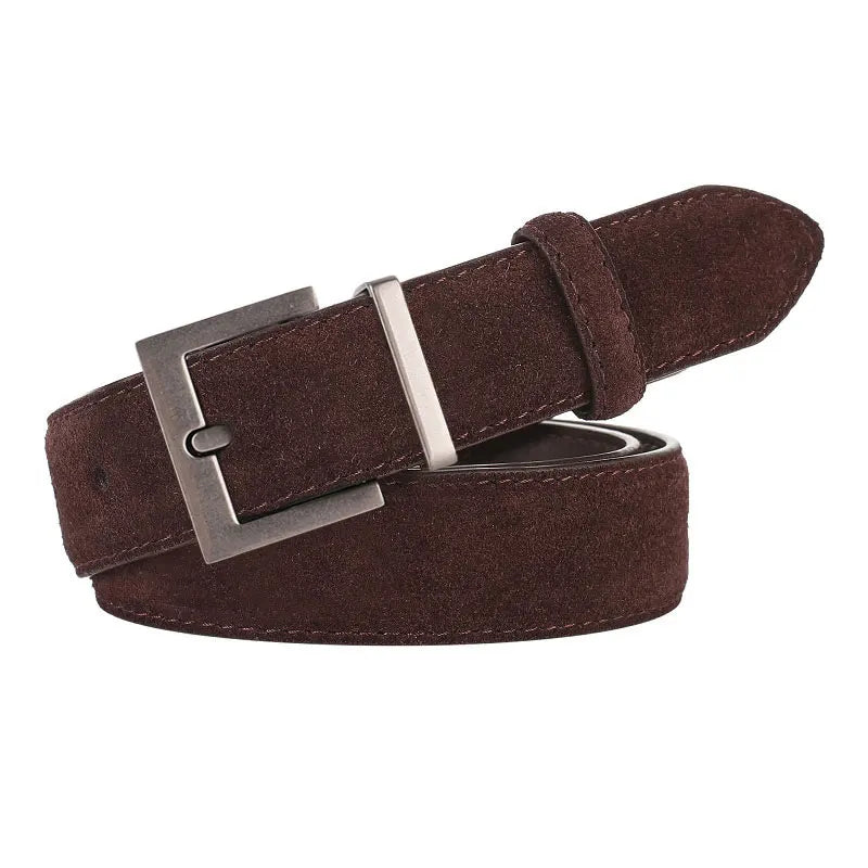 Luxury Suede Leather Belt Ladies Casual With Jeans Square Gold Buckle Belt Women's Fashion Black Brown Cowhide Wide Belt