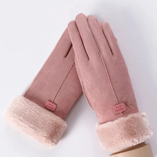 Fashion Winter Women Warm Gloves Cute Plush Windproof Full Finger Mitts Outdoor Cycling Sport Warm Touch Screen Gloves