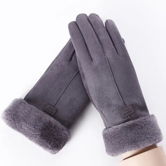 Fashion Winter Women Warm Gloves Cute Plush Windproof Full Finger Mitts Outdoor Cycling Sport Warm Touch Screen Gloves
