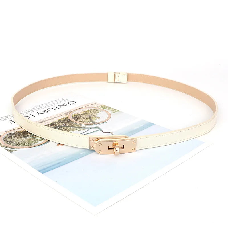Adjustable PU Leather Ladies Dress Accessories Belts Skinny Thin Women Waist Belts Strap Alloy Buckle Female Fashion Waistband