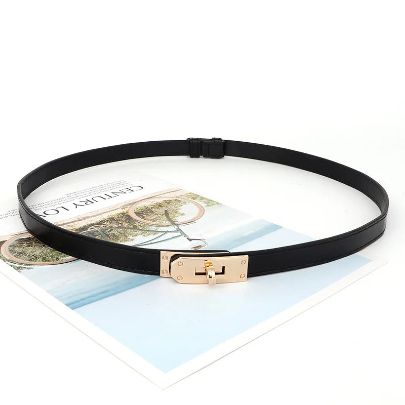 Adjustable PU Leather Ladies Dress Accessories Belts Skinny Thin Women Waist Belts Strap Alloy Buckle Female Fashion Waistband