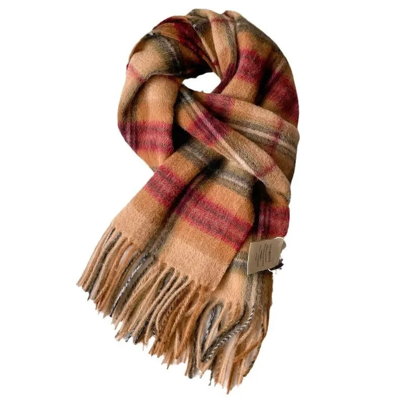 100% Pure Wool Scarf For Men Winter Deep Blue Plaid Wool Neck Warmer Luxury Gift For Boyfriend Dad And Elderly
