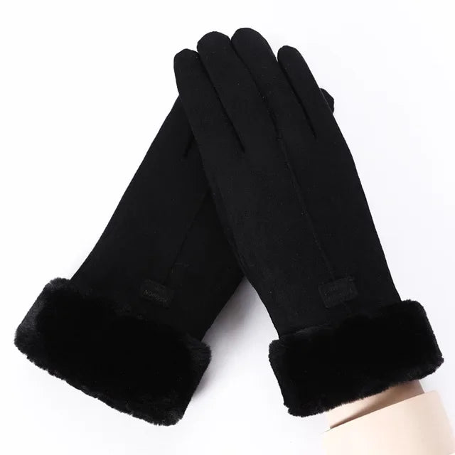 Fashion Winter Women Warm Gloves Cute Plush Windproof Full Finger Mitts Outdoor Cycling Sport Warm Touch Screen Gloves