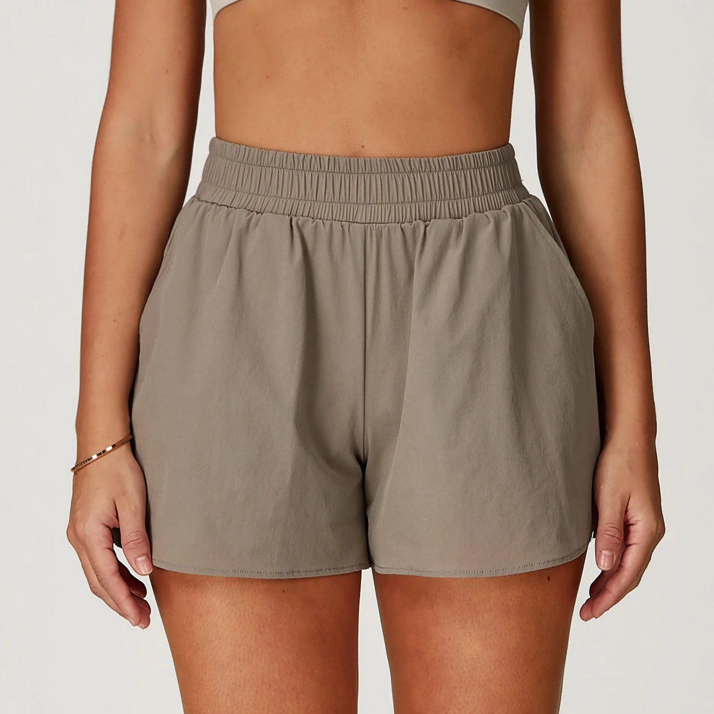 Summer Casual Sport Shorts Women's Yoga Shorts with Pockets Breathable Sweat Women's High Waist Short Pant Outdoor Jogger Shorts