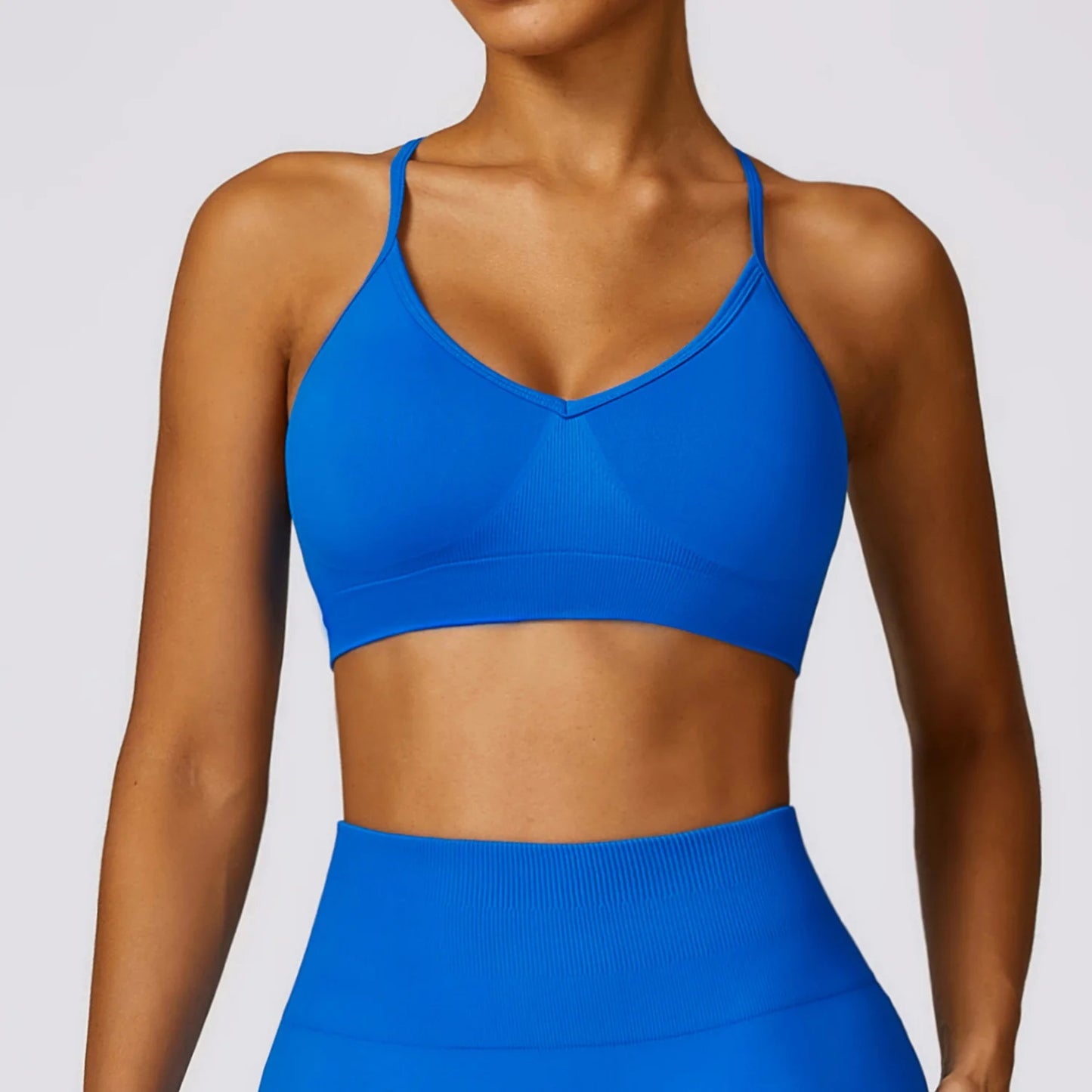 New Women's Gym Sports Bra Tops Seamless Hollow Out Criss Cross Quick Drying Yoga Underwire Open Back High Support Running Bras