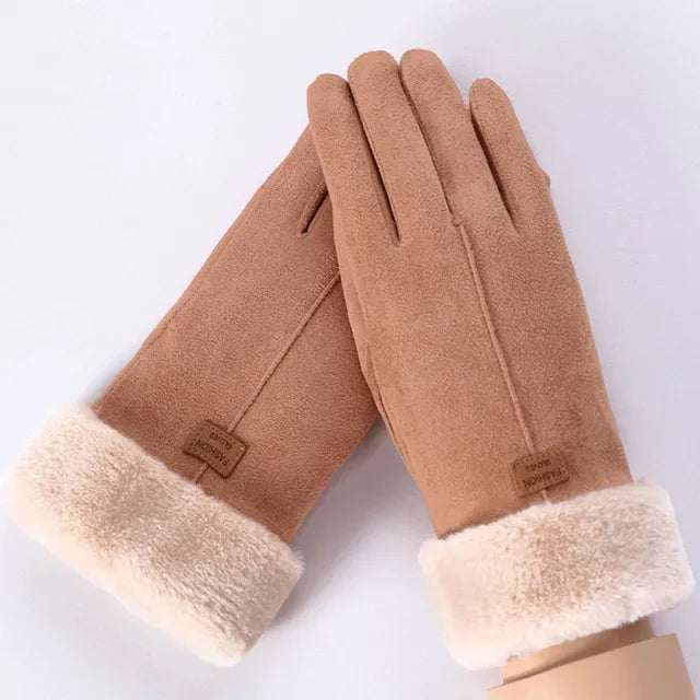 Fashion Winter Women Warm Gloves Cute Plush Windproof Full Finger Mitts Outdoor Cycling Sport Warm Touch Screen Gloves
