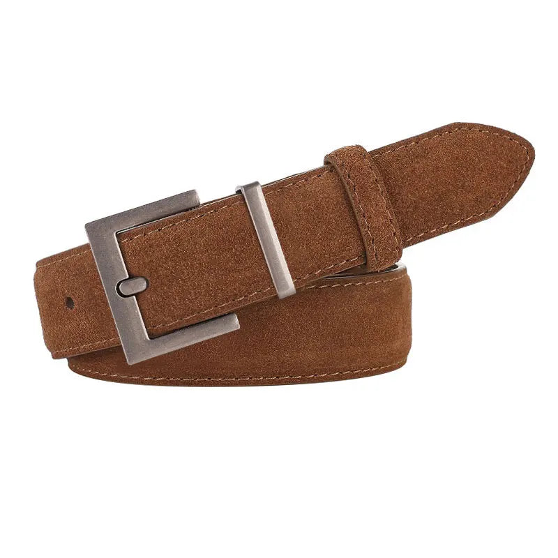 Luxury Suede Leather Belt Ladies Casual With Jeans Square Gold Buckle Belt Women's Fashion Black Brown Cowhide Wide Belt