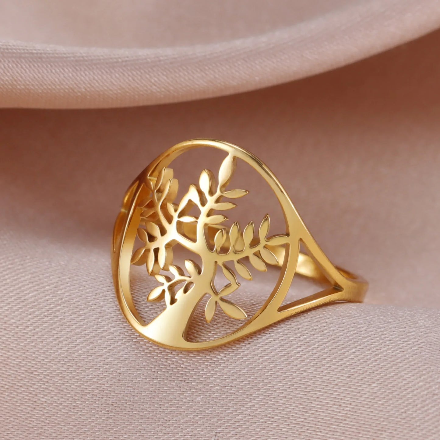 HIPEE 316L Stainless Steel Rings Hollow Tree Of Life Ring For Women Man Personalized Trendy Engagement Wedding Jewelry Gifts