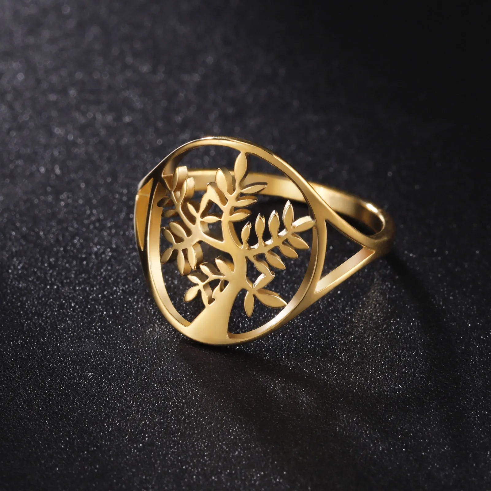 HIPEE 316L Stainless Steel Rings Hollow Tree Of Life Ring For Women Man Personalized Trendy Engagement Wedding Jewelry Gifts