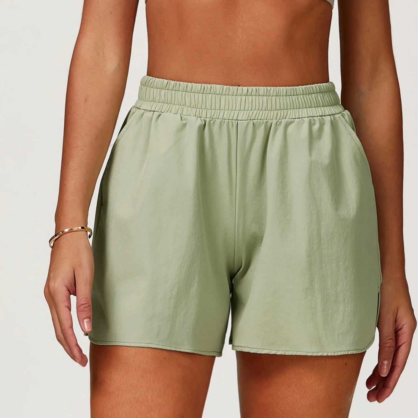 Summer Casual Sport Shorts Women's Yoga Shorts with Pockets Breathable Sweat Women's High Waist Short Pant Outdoor Jogger Shorts