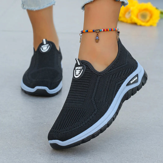 Women's ladies shoes Breathable Flying Woven Slip-On Sneakers shoes woman 2025, women's sneakers. csale shoes with free shipping