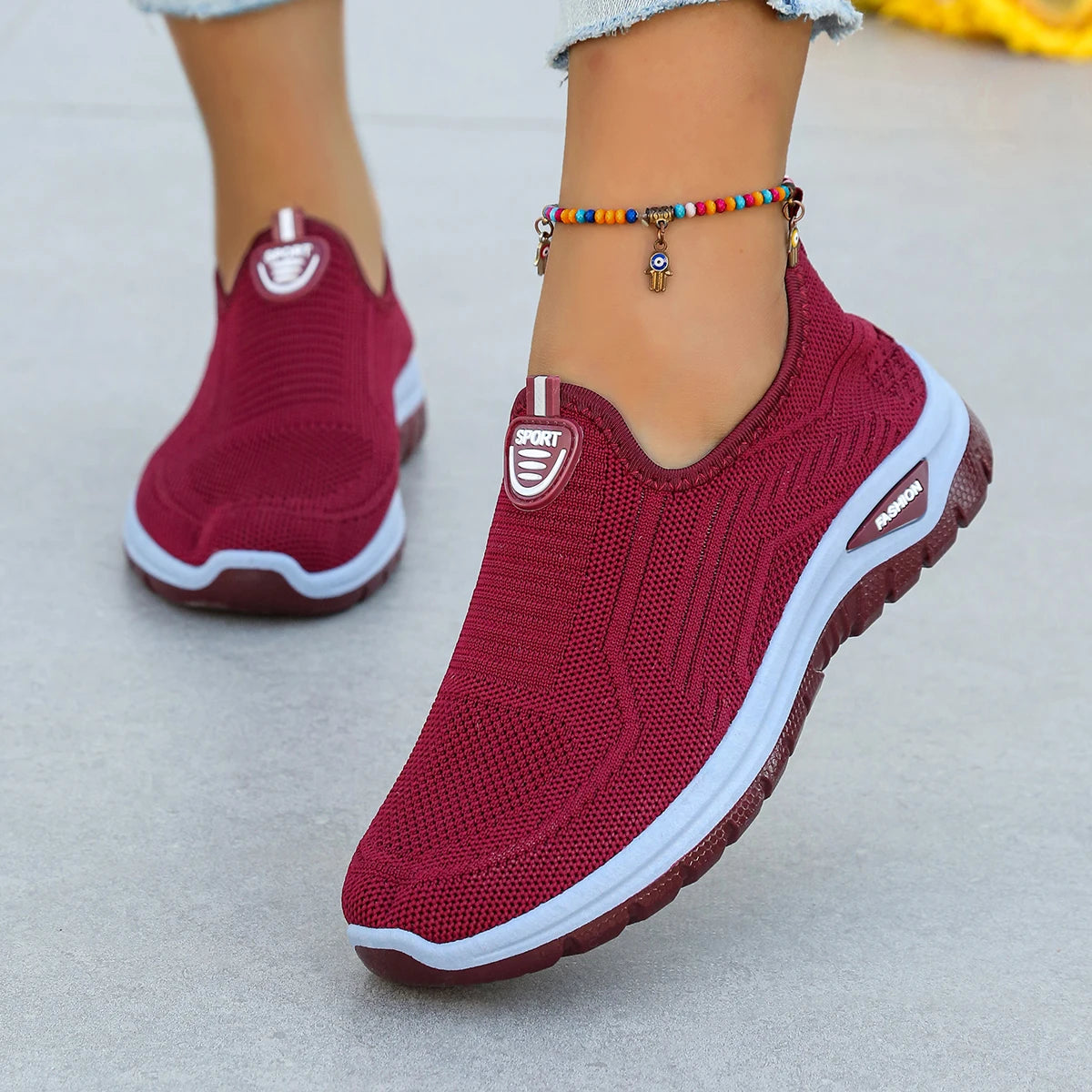 Women's ladies shoes Breathable Flying Woven Slip-On Sneakers shoes woman 2025, women's sneakers. csale shoes with free shipping