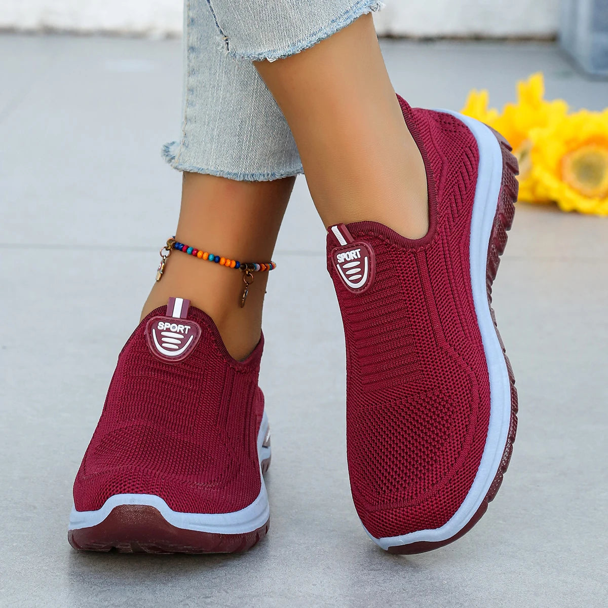 Women's ladies shoes Breathable Flying Woven Slip-On Sneakers shoes woman 2025, women's sneakers. csale shoes with free shipping